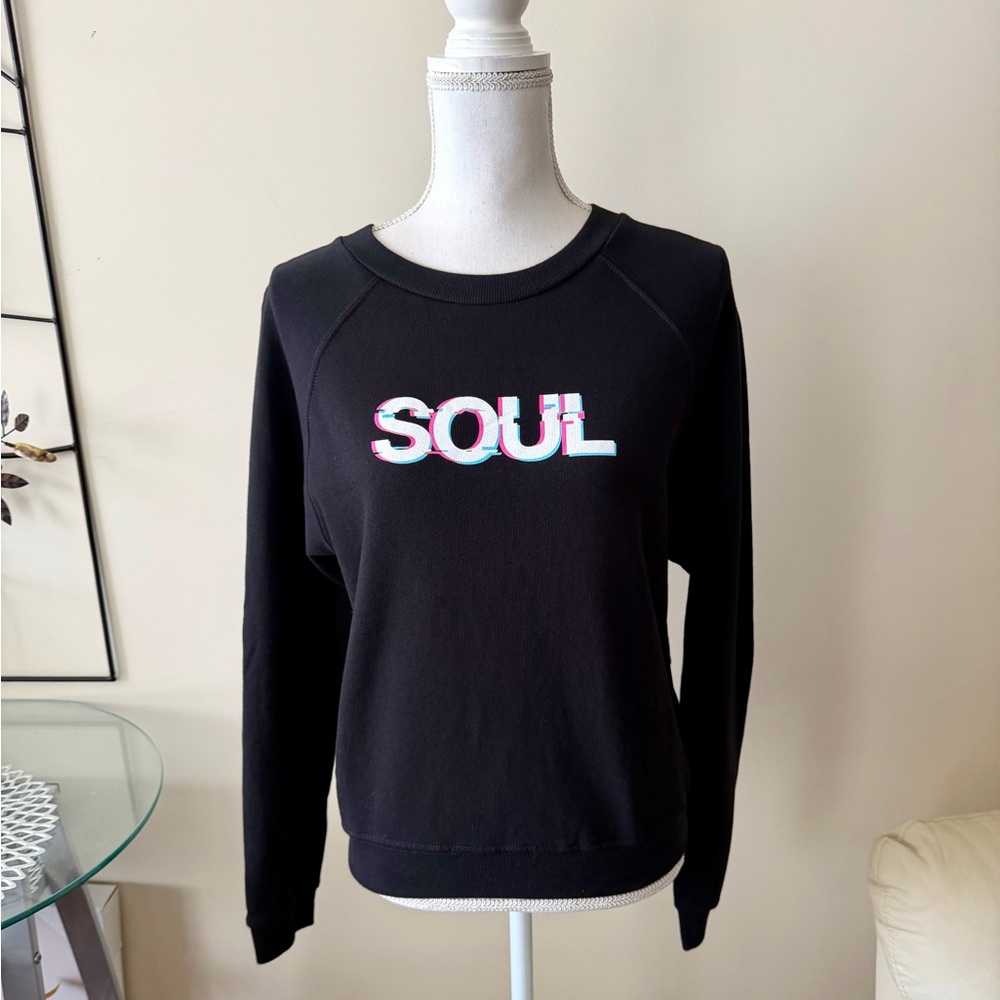 Soulcycle Black 100% Cotton Crew Neck 'Soul' Logo Sweatshirt Size Medium NWT